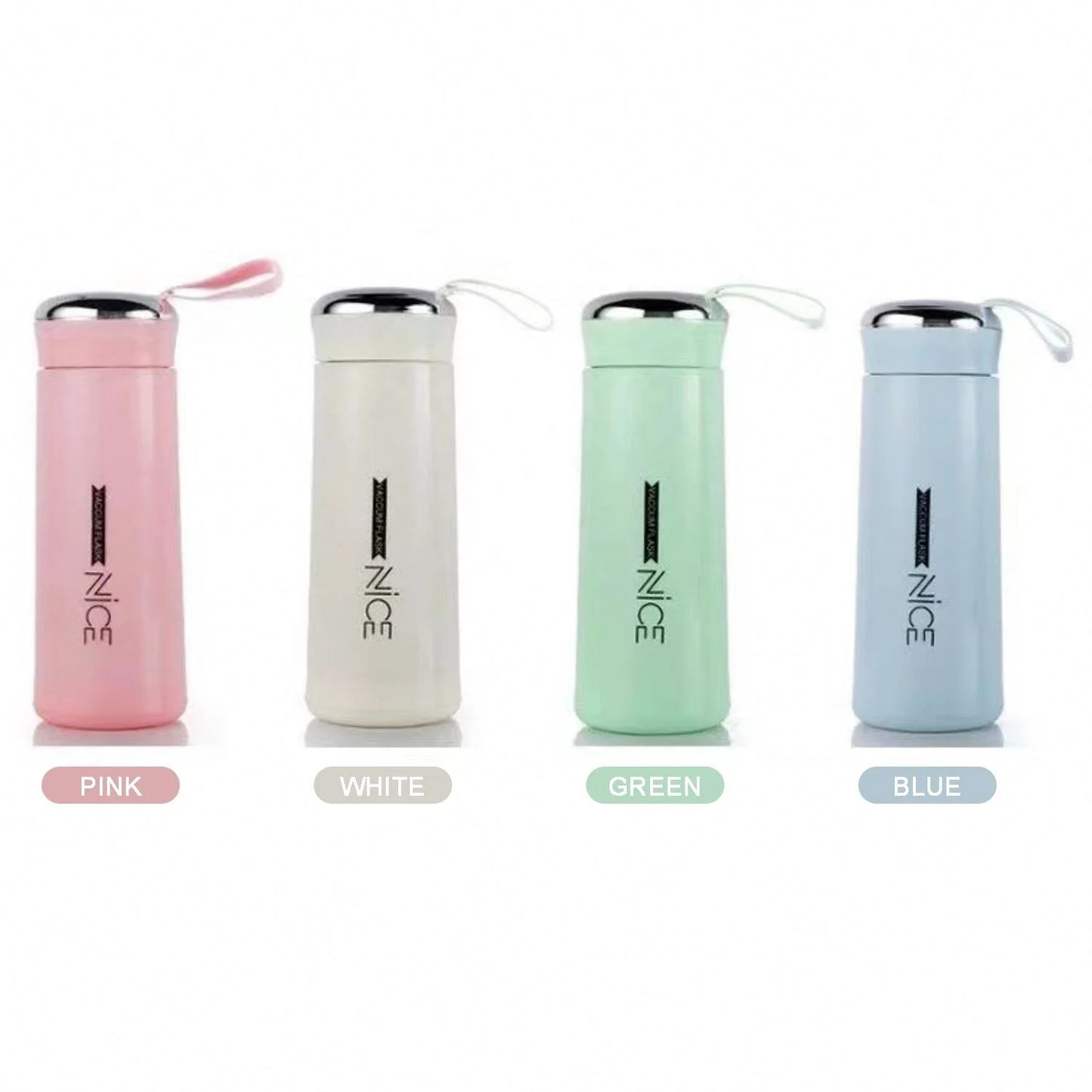 Stylish Glass Water Bottle with Thermos Cup Design