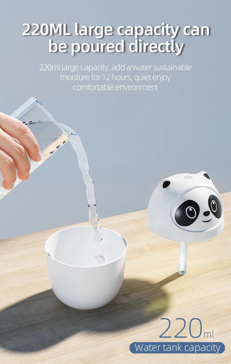 Premium Mini Panda Cool Mist Humidifier & Aroma Diffuser | Ultrasonic Quiet Air Purifier for Home, Office & Baby | LED Night Light & Portable Design