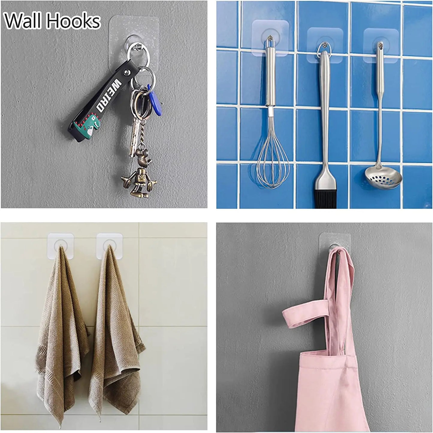 Strong Adhesive Screw Hooks for Home, Kitchen, Bathroom – 10 Pcs